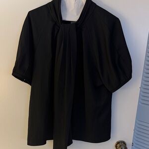 J. Crew Black Satin Blouse with Drape Neck